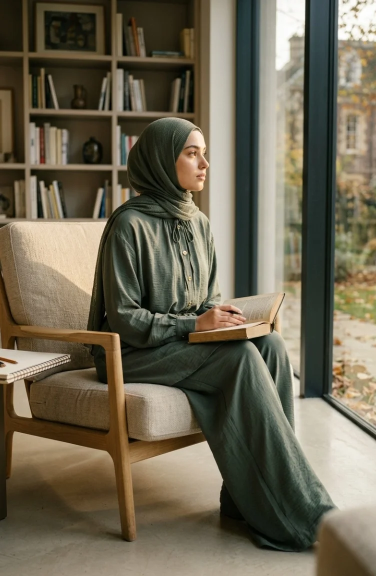طقم مكون من قطعتين: بلوزة بأزرار وبنطال، لون كاكي 2276-03 2276-03