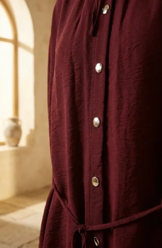 Button-Down Tunic And Trousers Two-Piece Set 2276-04 Plum 2276-04