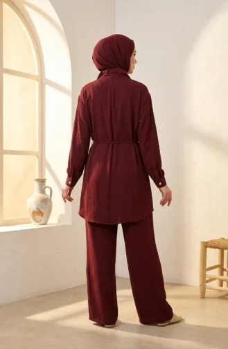 Button-Down Tunic And Trousers Two-Piece Set 2276-04 Plum 2276-04