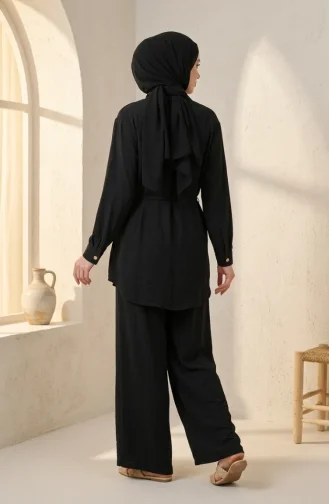 Button-Down Tunic And Pants Two-Piece Set 2276-05 Black 2276-05