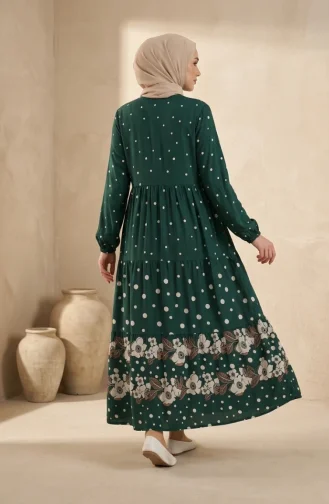 Robe à Pois En Viscose à Volants Vert 5587-02 5587-02