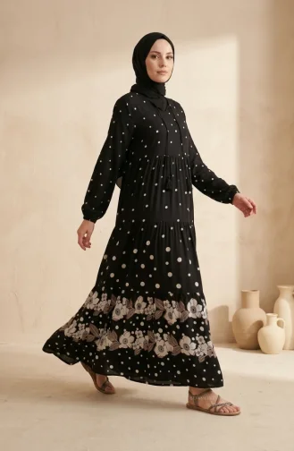 Robe à Pois En Viscose à Volants Noire Réf. 5587-03 5587-03