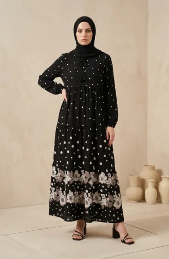 Robe à Pois En Viscose à Volants Noire Réf. 5587-03 5587-03