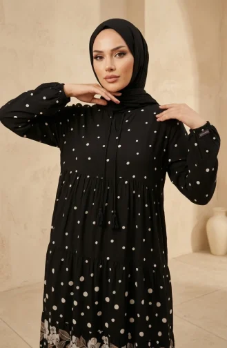 Robe à Pois En Viscose à Volants Noire Réf. 5587-03 5587-03