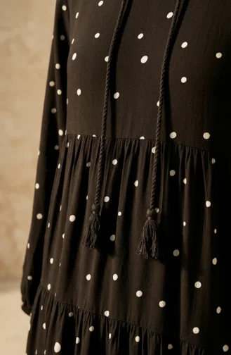 Robe à Pois En Viscose à Volants Noire Réf. 5587-03 5587-03