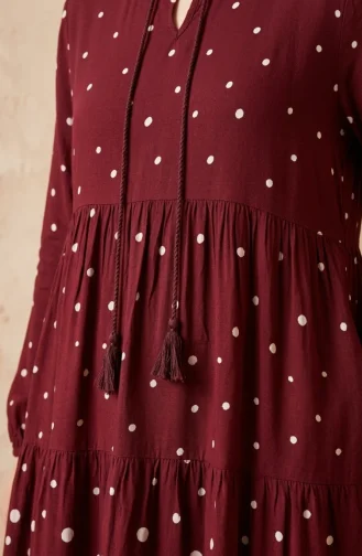 Robe à Pois Superposés En Viscose Bordeaux 5587-04 5587-04
