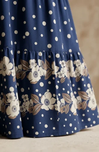 Robe à Pois Superposée En Viscose 5587-05 Indigo 5587-05