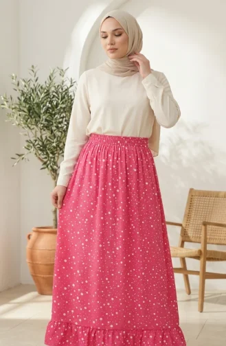 Jupe à Pois à Taille élastique 0312-02 Rose 0312-02