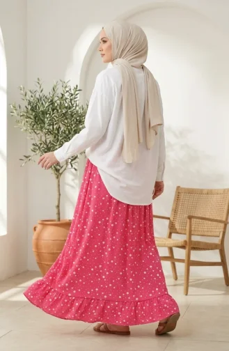 Jupe à Pois à Taille élastique 0312-02 Rose 0312-02