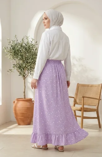 Jupe à Pois Taille élastique 0312-03 Lilas 0312-03
