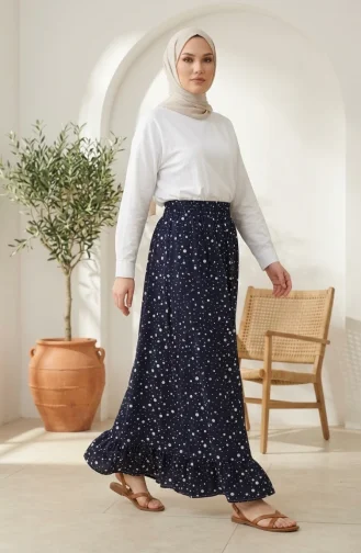 Jupe à Pois Taille élastique 0312-04 Bleu Marine 0312-04