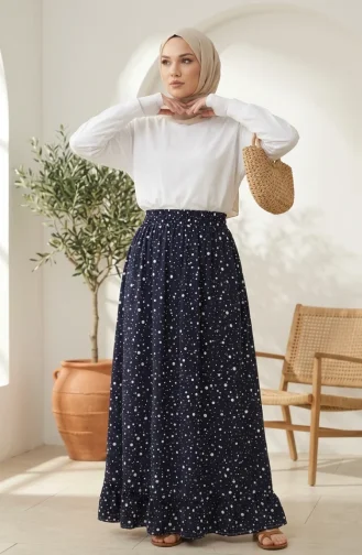 Jupe à Pois Taille élastique 0312-04 Bleu Marine 0312-04