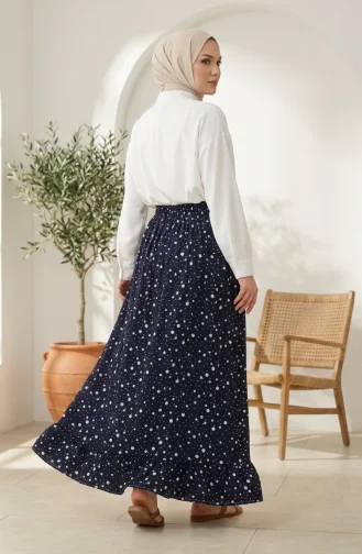 Jupe à Pois Taille élastique 0312-04 Bleu Marine 0312-04