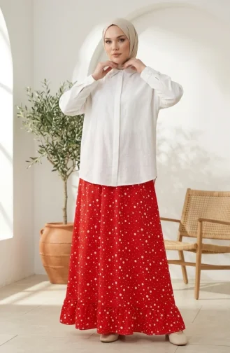 Jupe à Pois Rouge à Taille élastique 0312-05 0312-05