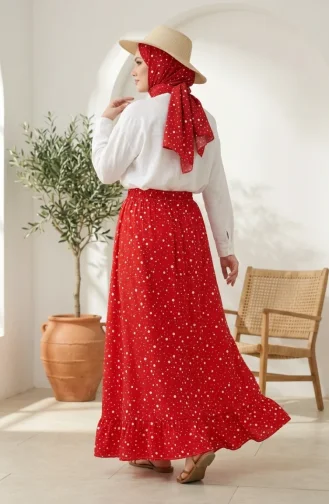 Jupe à Pois Rouge à Taille élastique 0312-05 0312-05