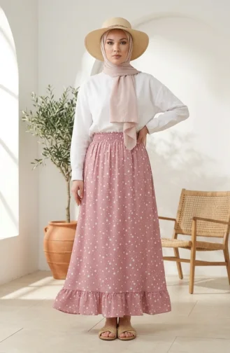 Jupe à Pois Taille élastique 0312-06 Rose Poudré 0312-06