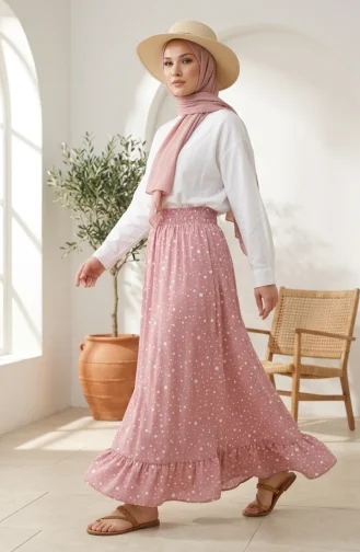 Jupe à Pois Taille élastique 0312-06 Rose Poudré 0312-06
