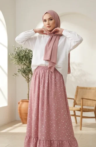 Jupe à Pois Taille élastique 0312-06 Rose Poudré 0312-06