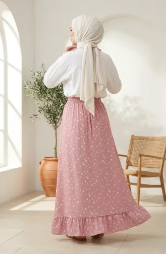 Jupe à Pois Taille élastique 0312-06 Rose Poudré 0312-06