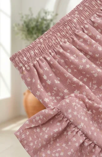Jupe à Motif Floral Avec Taille élastiquée 0314-02 Rose Poudré 0314-02