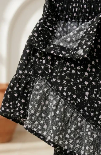 Rock Mit Elastischem Bund Und Blumenmuster Modell 0314-03 Schwarz 0314-03