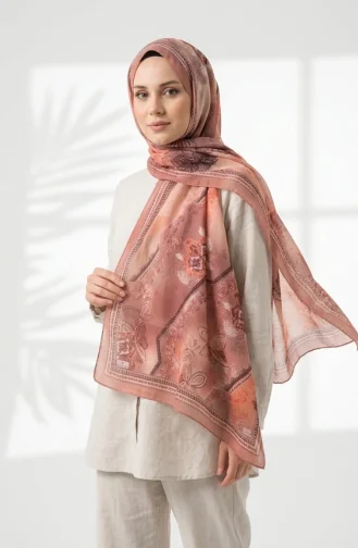 Floral Patterned Amber Scarf 70359-04 Onion Peel 70359-04