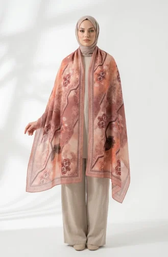 Floral Patterned Amber Scarf 70359-04 Onion Peel 70359-04