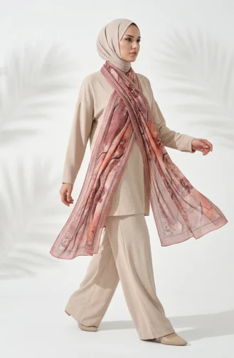 Floral Patterned Amber Scarf 70359-04 Onion Peel 70359-04