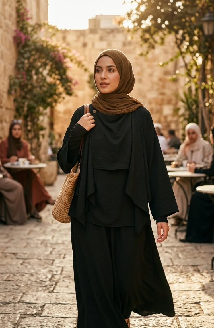 Ensemble Deux Pièces Cape Coupe Décontractée 2274-02 Noir 2274-02
