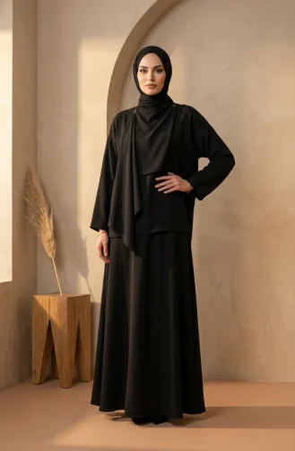 Ensemble Deux Pièces Cape Coupe Décontractée 2274-02 Noir 2274-02