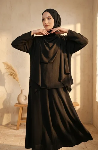 Ensemble Deux Pièces Cape Coupe Décontractée 2274-02 Noir 2274-02
