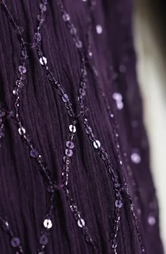 Robe De Soirée Hijab Ornée De Sequins Grande Taille 6262-07 Violet 6262-07