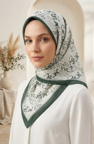 وشاح من الحرير الصناعي الرقمي 70361-07 أبيض 70361-07