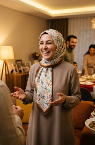وشاح من الحرير الصناعي الرقمي 70361-09 بني 70361-09