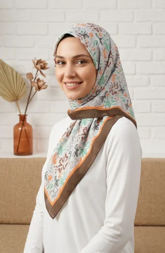 وشاح من الحرير الصناعي الرقمي 70361-09 بني 70361-09