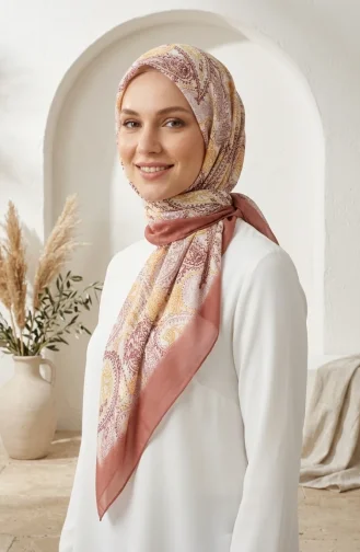 وشاح من الحرير الصناعي الرقمي 70363-04 لون قشر البصل 70363-04
