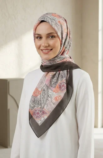 وشاح من الحرير الصناعي الرقمي 70363-06 أخضر حناء 70363-06