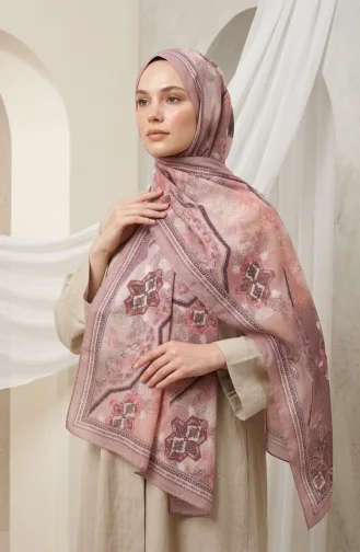 وشاح بلون العنبر بنقشة زهور 70359-05 وردي فاتح 70359-05