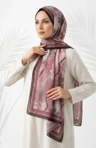 Bernsteinfarbener Schal Mit Blumenmuster 70359-08 Pflaume 70359-08