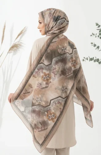 وشاح بلون الكهرمان بنقشة زهور 70359-10 بيج 70359-10