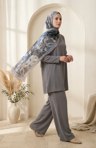 Floral Patterned Amber Scarf 70360-08 Silver Grey 70360-08