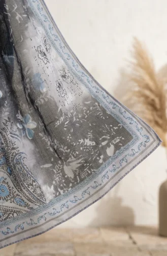 Floral Patterned Amber Scarf 70360-08 Silver Grey 70360-08