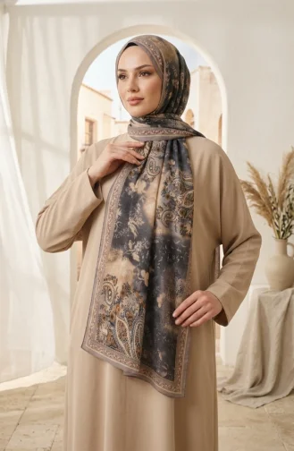 Bernsteinfarbener Schal Mit Blumenmuster 70360-09 Nerz 70360-09