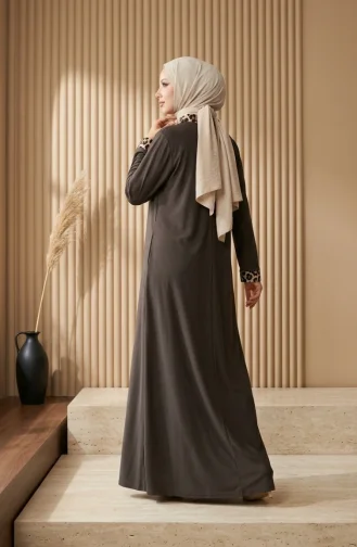 Robe à Imprimé Léopard 0119-02 Anthracite 0119-02