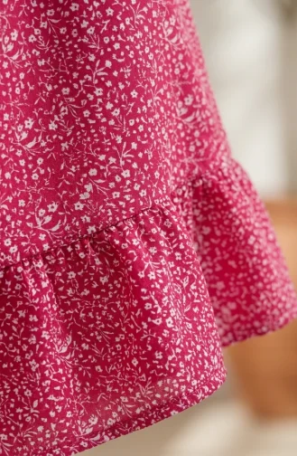 Jupe à Motifs Floraux Avec Taille élastiquée 0308-02 Rose 0308-02