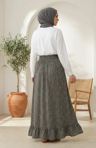 Jupe à Pois à Taille élastique 0310-03 Kaki 0310-03