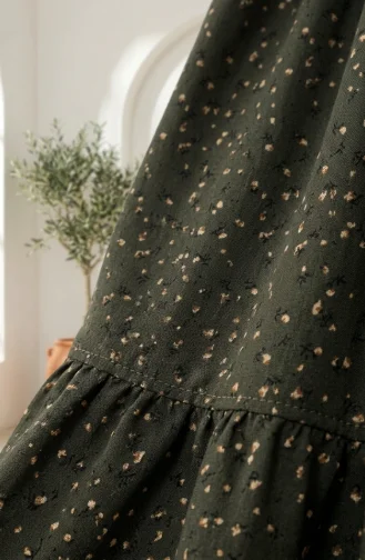 Jupe à Motif Floral Avec Taille élastique 0311-02 Kaki 0311-02