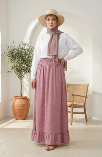 Jupe à Pois Taille élastique 0309-01 Rose Poudré 0309-01