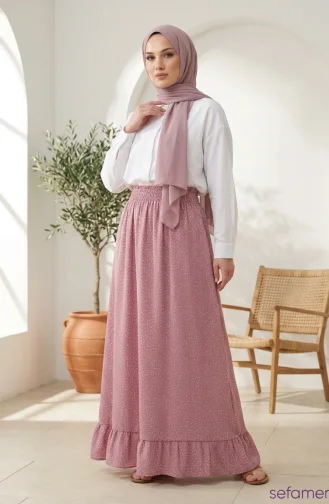 Jupe à Pois Taille élastique 0309-01 Rose Poudré 0309-01