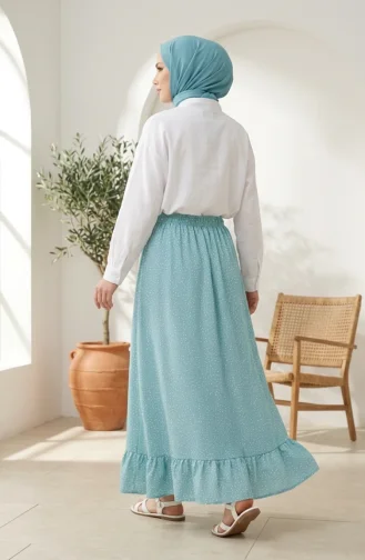 Jupe à Pois à Taille élastique 0309-04 Vert Sauge 0309-04